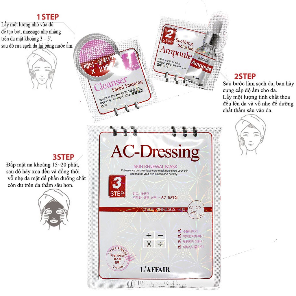 Combo sữa rửa mặt, ampoule, mặt nạ cho da nhạy cảmRainbow L'affair Ac-dressing 28ml