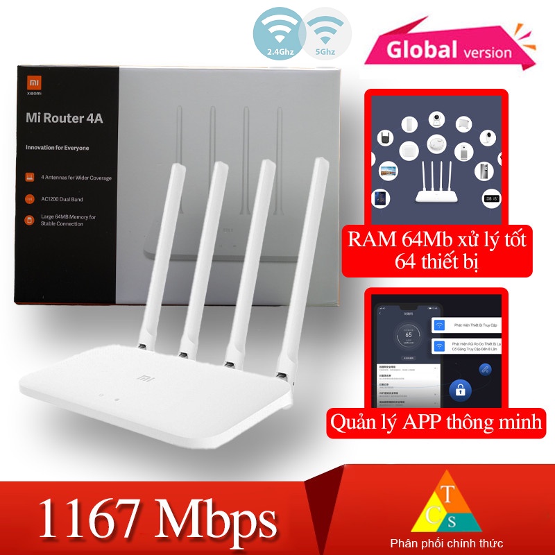 Router Wifi Xiaomi gen 4A Bộ phát wifi 4 râu chính hãng Xiaomi