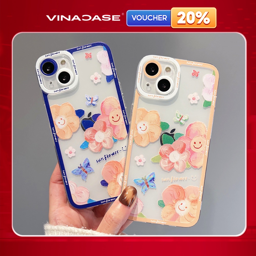 Ốp lưng Vina Case Vsmart Joy 3/Joy 4/Bee 3/...dẻo trong in hình Sunflower