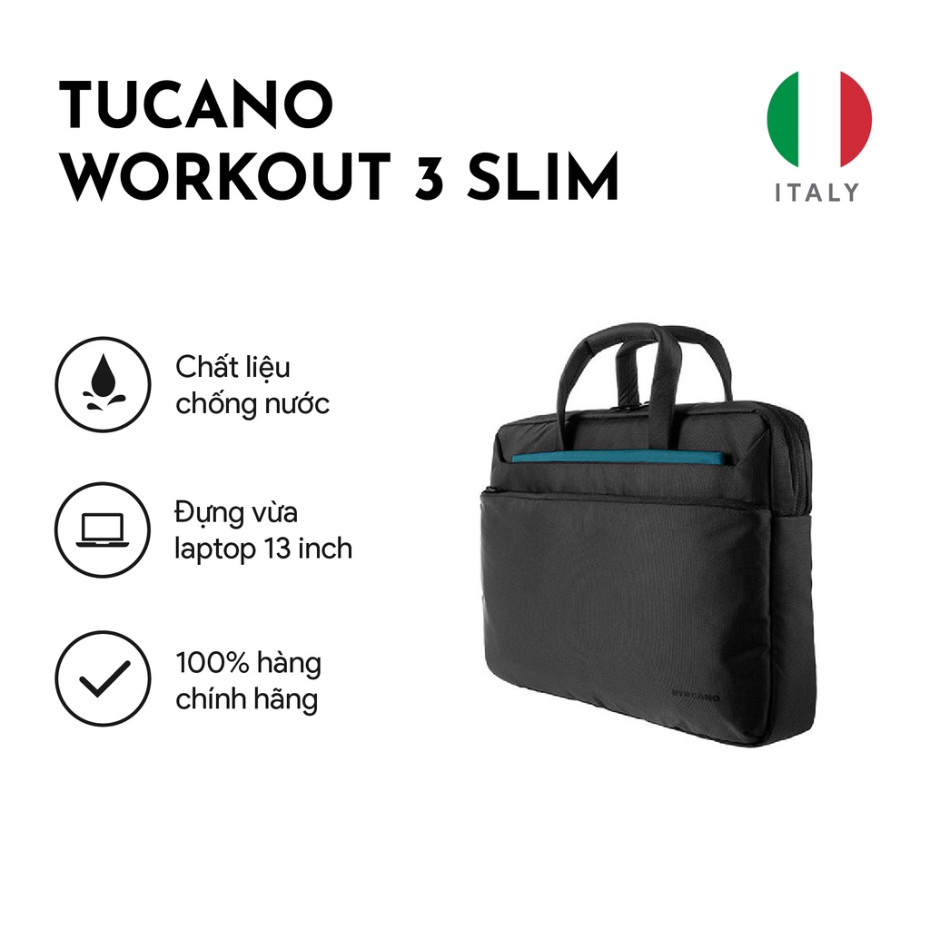 [Mã INCU200 giảm 200K đơn 699K] Túi xách Laptop/ Macbook Tucano Workout 3 Slim dành cho dân văn phòng nhiều màu 13 inch