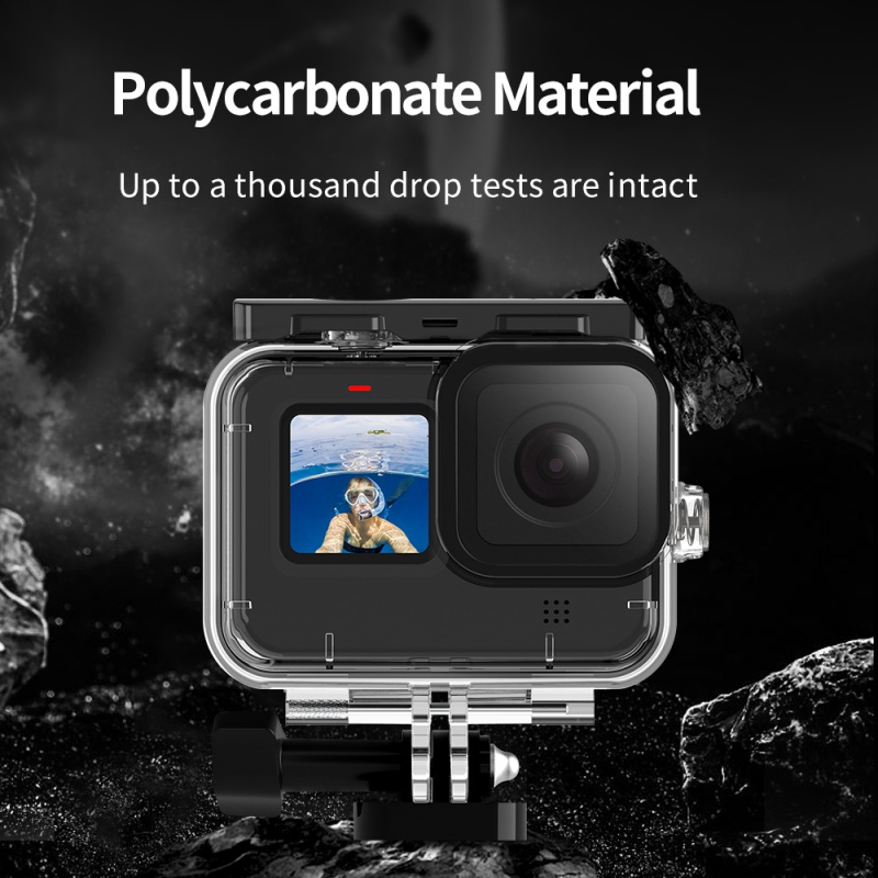 Vỏ chống thấm nước TELESIN 50M Ống kính cường lực lặn dưới nước Vỏ bọc cho GoPro Hero 9 10 Phụ kiện máy ảnh màu đen
