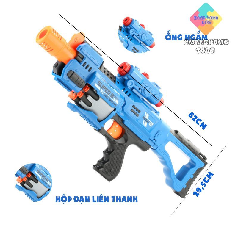 Nerf Gun - Đồ Chơi Bắn Xốp Dính, Có Giác Hút - Mô Hình Súng Tiểu Liên  Cho Bé Trai, SmartHome Toys