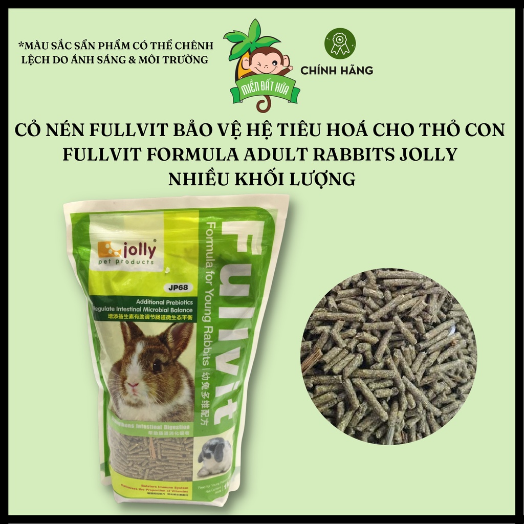 Thức ăn thỏ bọ - Cỏ nén Fullvit bổ sung dinh dưỡng cho thỏ con chính hãng Jolly 500 gram, 1kg dành cho thỏ