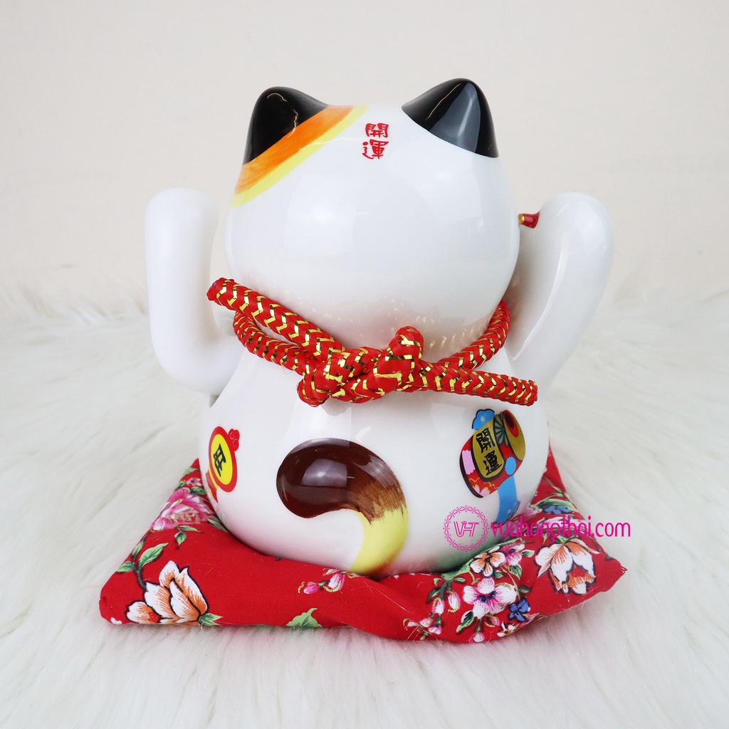 Mèo Thần Tài Vẫy Tay Lộc Tiến Vinh Hoa - Gốm Sứ Cao Cấp, Cao 16Cm, Mang Lại Tài Lộc Viên Mãn