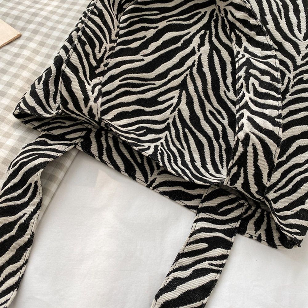 Túi xách vải canvas họa tiết ngựa vằn thời trang dành cho nữ