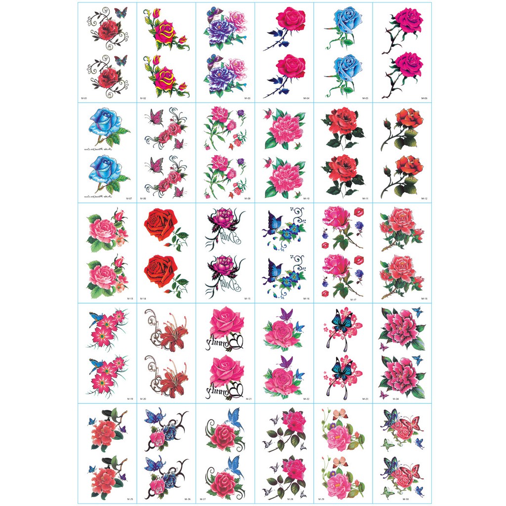 Bộ 30 tờ hình xăm nước Tha Thu mẫu mới