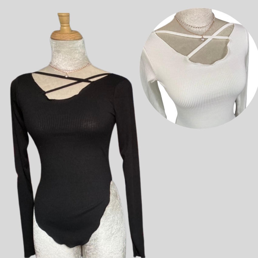 Áo thun body nữ tay dài, dây chéo ngực, vạt bầu-ringu shop