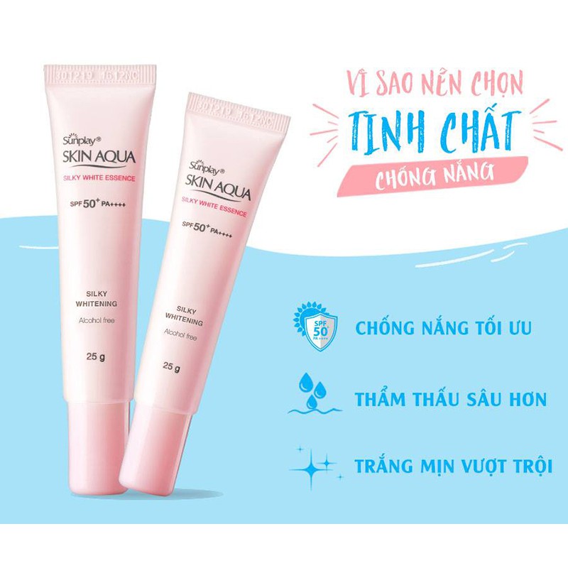 Tinh Chất Chống Nắng Dưỡng Trắng Sunplay Skin Aqua Silky White Essence SPF50 25g