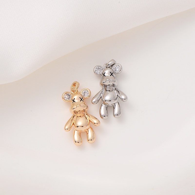 Mặt Dây Chuyền Hình Chú Gấu Ba Chiều Bằng Đồng 14K diy