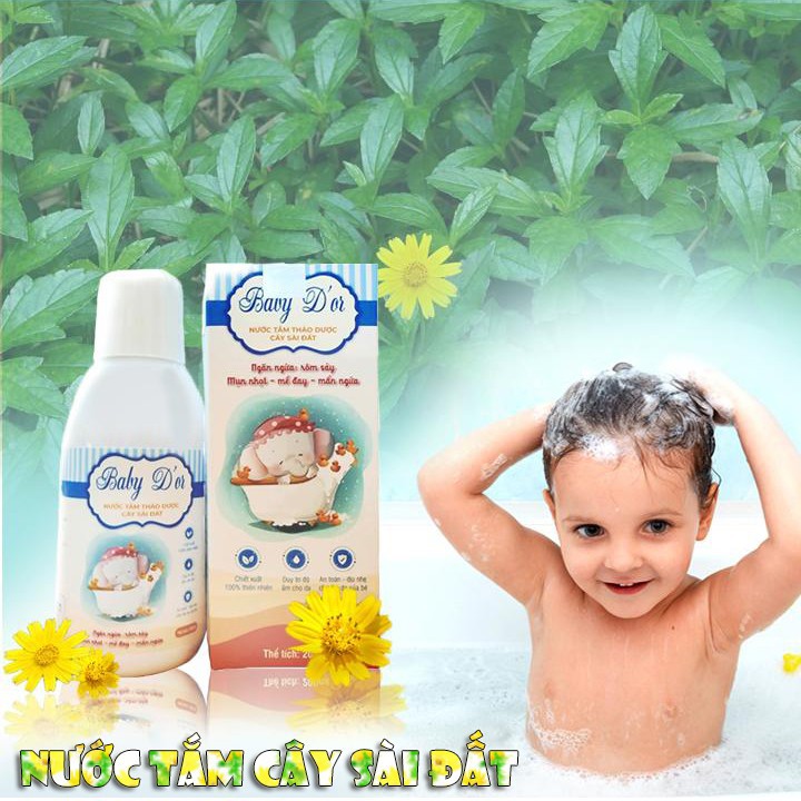 Nước tắm thảo dược cây sài đất cho trẻ từ 0 - 6 tuổi chai 220ml an toàn