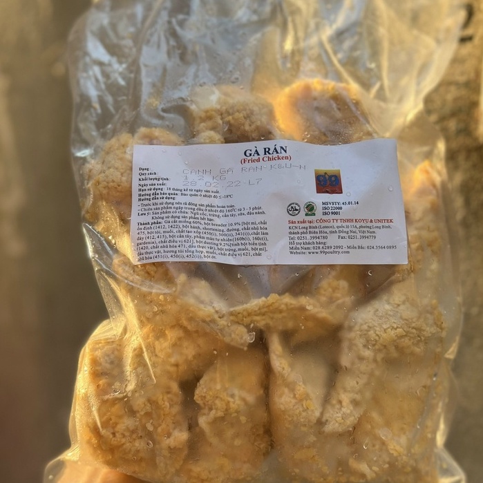 Cánh gà chiên giòn hiệu 99 sze to, tẩm bột kfc sẵn ngon như ngoài tiệm ( 10 cánh - 1,2kg )