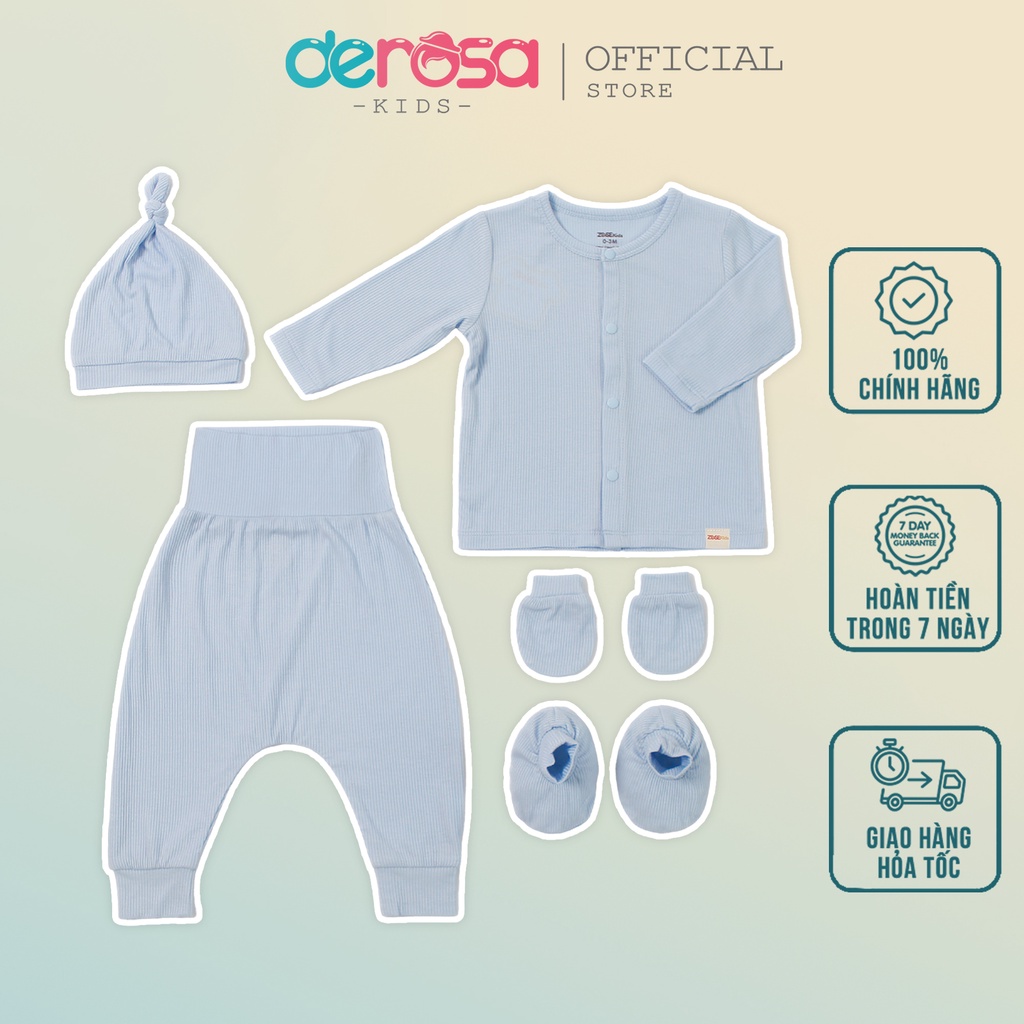 Đồ bộ sơ sinh bộ quần áo cho bé chất liệu len tăm DEROSA KIDS từ 0 - 9 tháng
