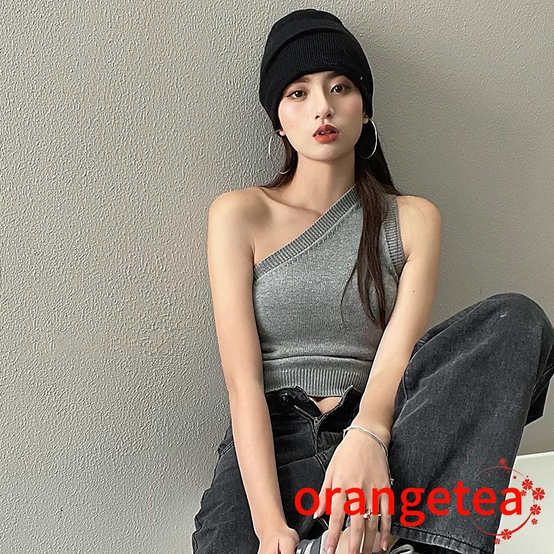 Áo Dệt Kim Trễ Vai Dáng Ôm Màu Trơn Thời Trang Cho Nữ