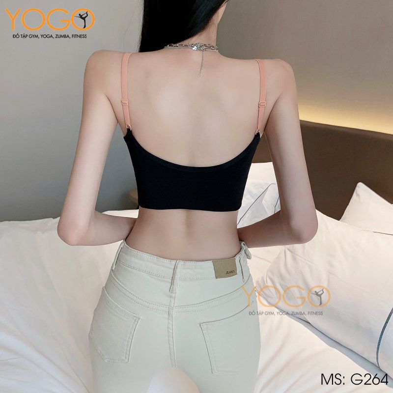 Áo bra tập gym yoga nữ YOGO dáng áo croptop ôm body có mút mỏng đệm ngực co giãn 4 chiều thấm hút mồ hôi G264