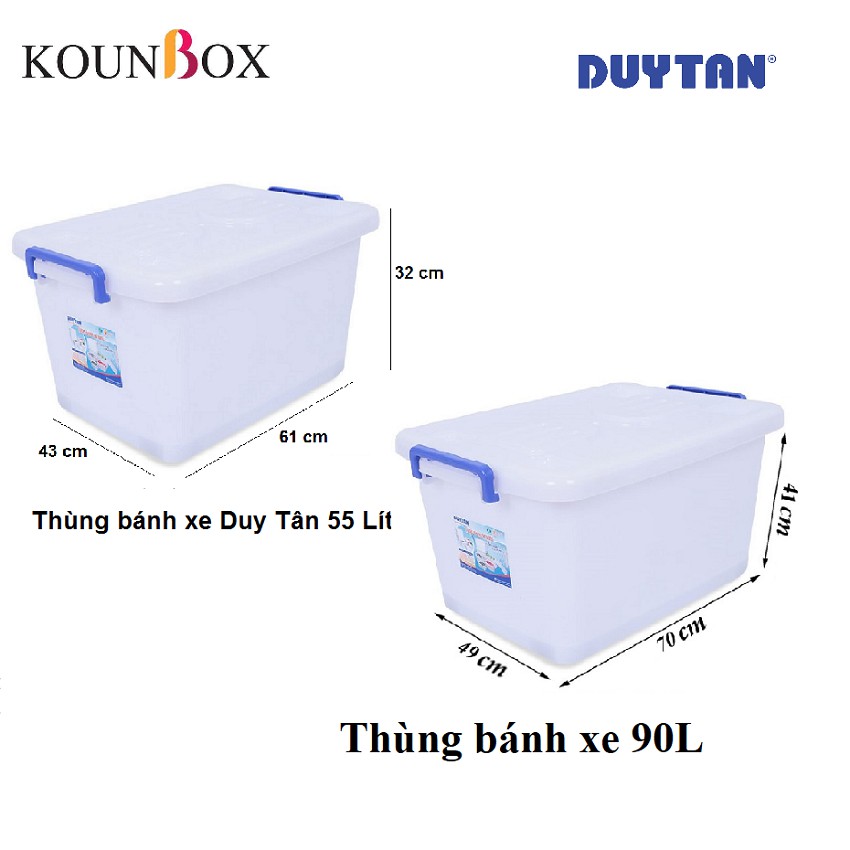 Thùng nhựa Duy Tân có bánh xe 55L (748), 90L (747)