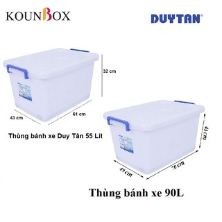 Thùng Nhựa Duy Tân Có Bánh Xe 55L (748), 90L (747)