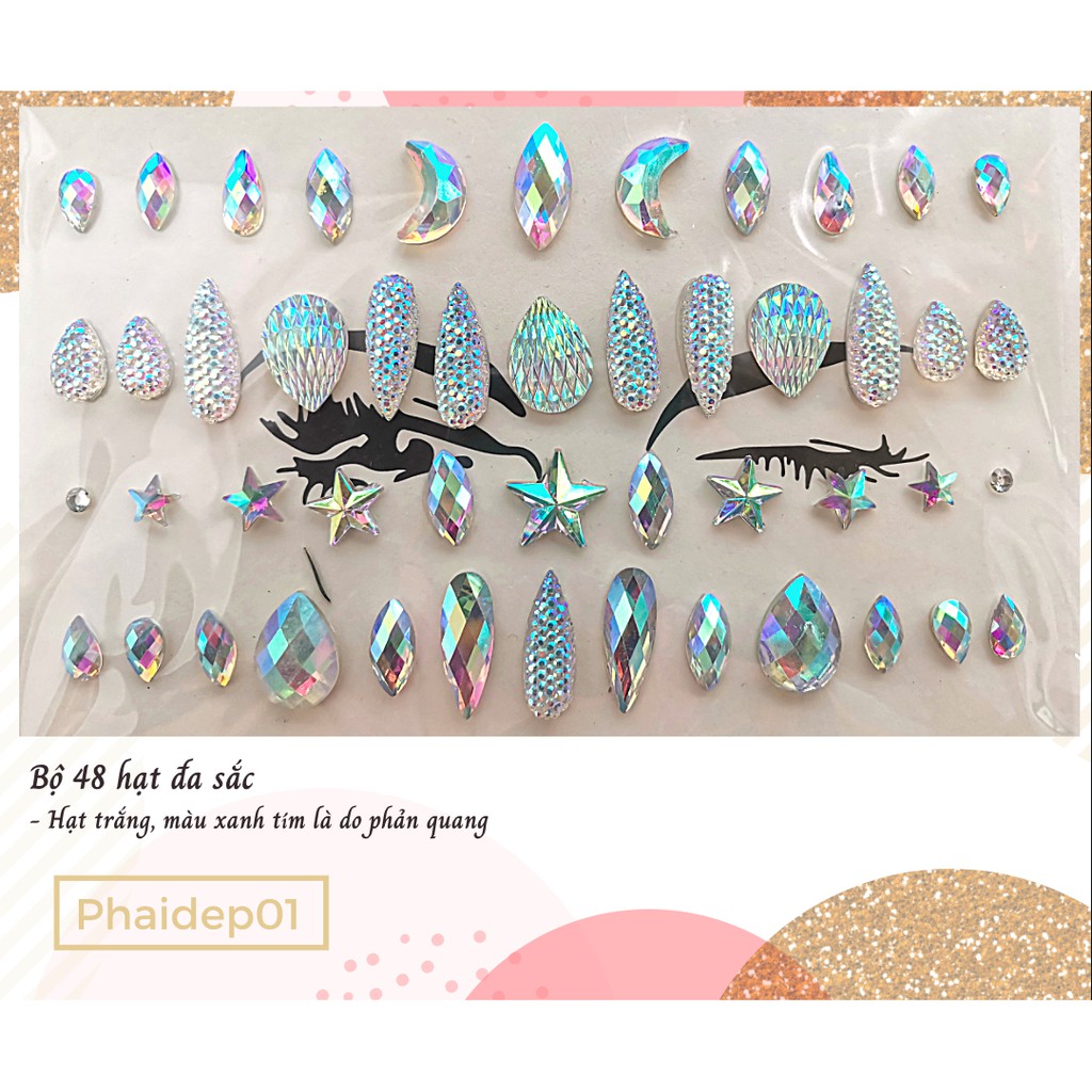 (Moon &amp; Star) Đá đính mặt mẫu sò mới dạ tiệc lấp lánh - Face crystal makeup