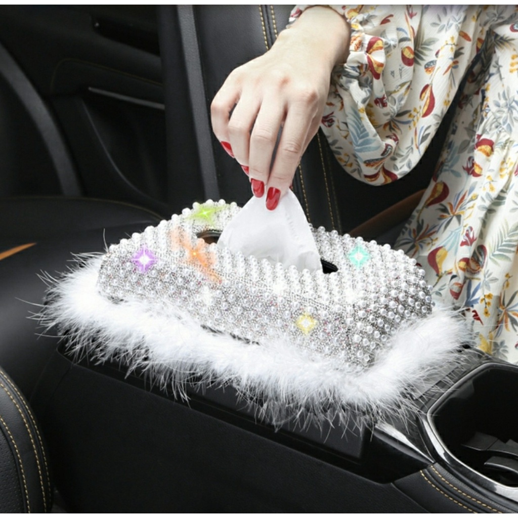 Hộp Khăn Giấy Để Taplo Xe Ô Tô Đính Đá Ngọc Hàng Cao Cấp