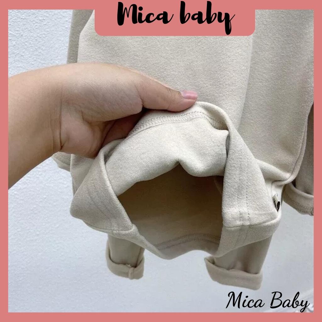 Bộ quần áo cotton nỉ giữ nhiệt màu trơn cho bé Mica baby QA14