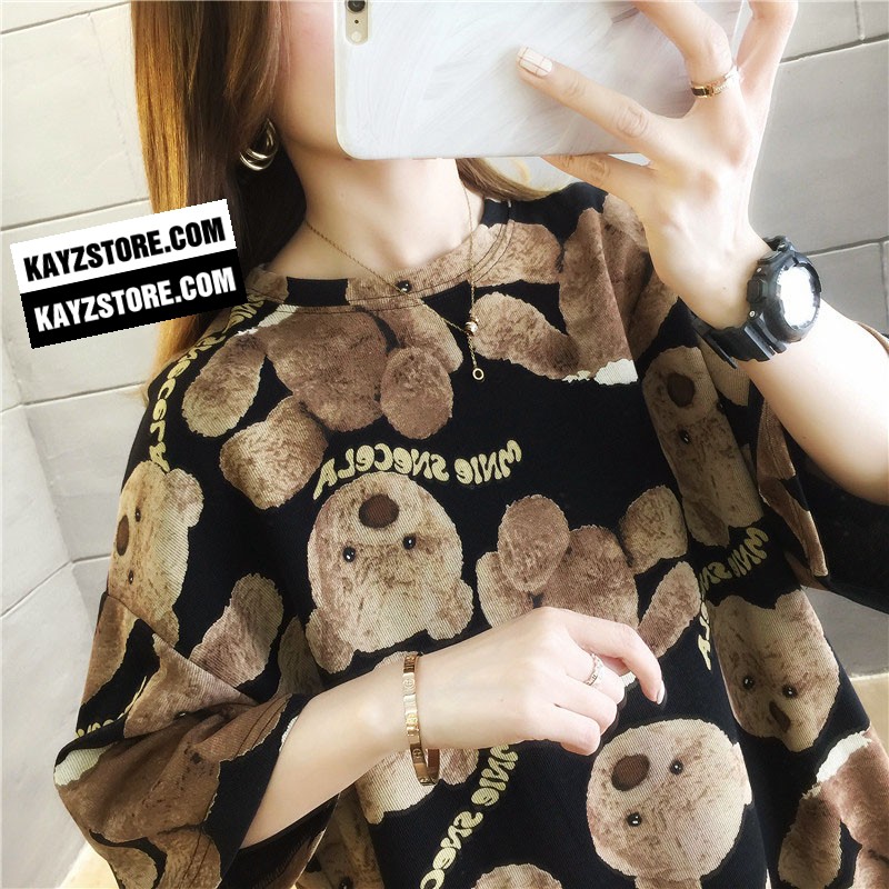 [FREESHIP] Áo Thun Form Rộng Tay Lỡ Unisex KAYZ Gấu Nâu Màu Đen | BigBuy360 - bigbuy360.vn