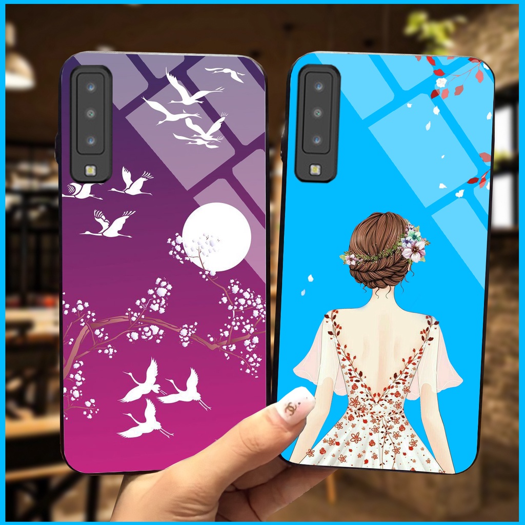 Ốp Samsung Galaxy A7 2018 Mặt kính cường lực sáng bóng, cao cấp