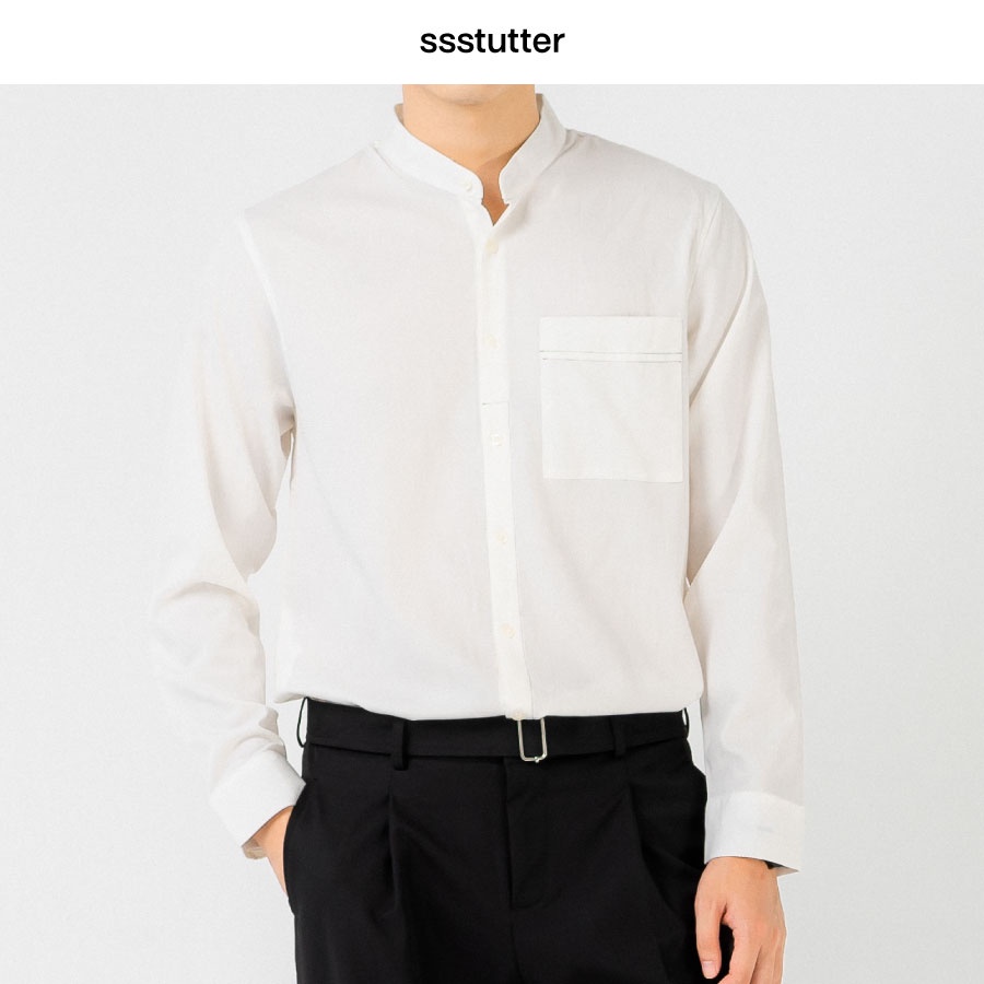 Áo sơ mi dáng suông SSSTUTTER thiết kế nổi bật viền túi vải cotton thoáng mát Premium Line Shirt | BigBuy360 - bigbuy360.vn