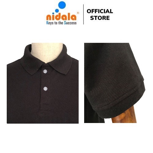 Áo thun Polo Nam Nữ có cổ NIDALA  chất liệu cá sấu 65%cotton 35% poly thanh lịch chuẩn đẹp, màu đen