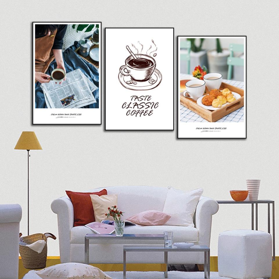 Tranh ghép bộ 3, tranh hiện đại treo tường, trang trí quán ăn, quán cà phê