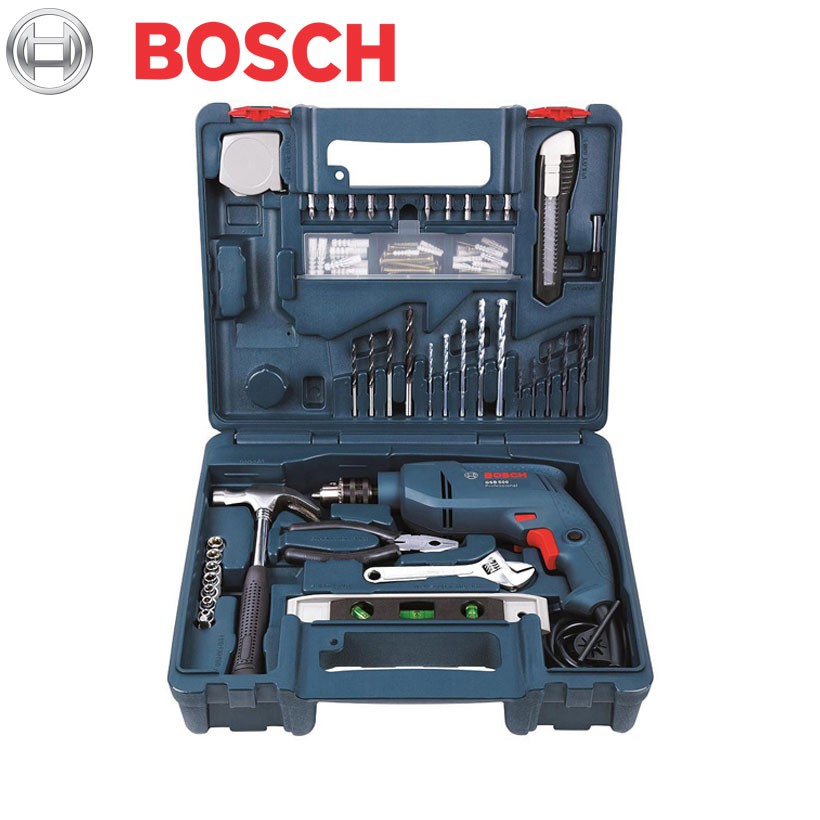 Bộ máy khoan động lực Bosch GSB 550 SET 100 món (Tặng kèm áo mưa Bosch)