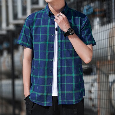 Áo Sơ Mi Tay Ngắn Họa Tiết Sọc Caro Thời Trang Công Sở Cho Nam