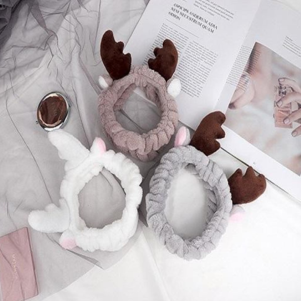 Băng Đô Sừng Hươu 3D Vải Nhung Mềm Mại
