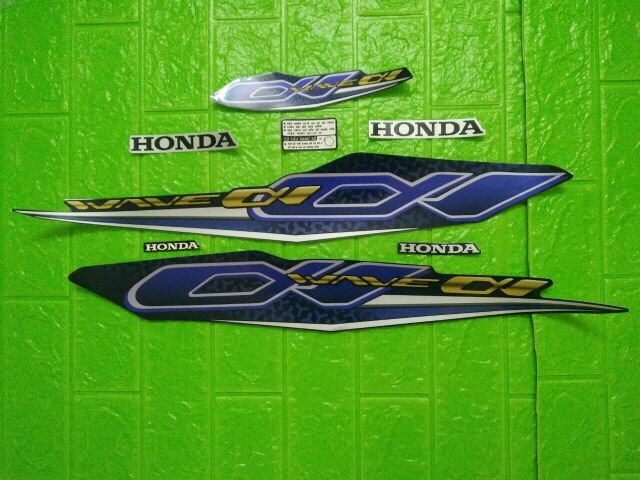 Bộ tem honda Wave A 2019 màu xanh dương đậm