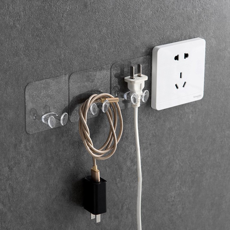 gg5 Móc Dán Tường Kẹp Giữ Dây Điện, Phích Cắm Điện/ Kê Đỡ Sạc Điện Thoại - Móc Treo Đồ Đa Năng 85 95