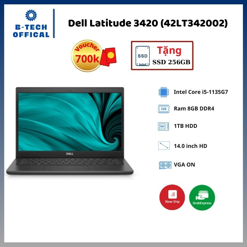 [ Tặng Voucher 700k / Ổ Cứng SSD 256GB ] Laptop Dell Latitude 3420 (42LT342002)/ Intel Core i5-1135G7 / Ram 8GB DDR4