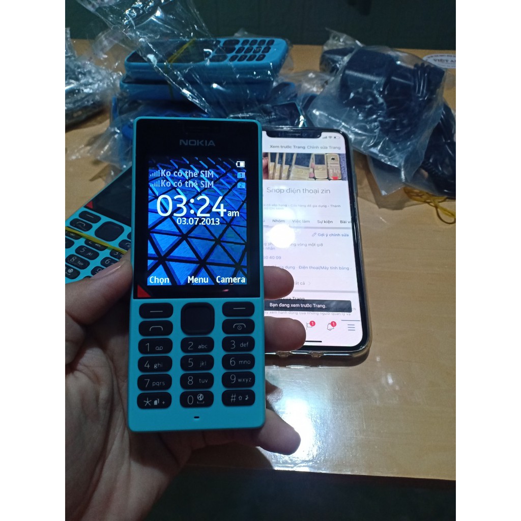 ĐIện thoại Nokia 216 Zin full phụ kiện pin, sạc màu xanh