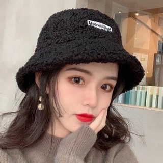 Mũ bucket lông cừu phong cách Hàn Quốc mềm mại mũ lông cừu nữ mềm