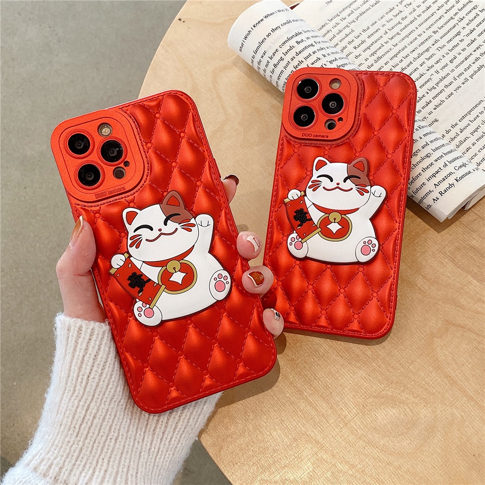 Ốp Điện Thoại TPU Mềm Hình Mèo May Mắn Sang Trọng Cho iPhone 12 13 11 Pro Max X XS Max XR 8 7Plus