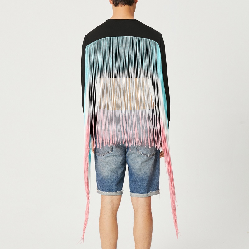 Áo Thun Croptop Tay Dài Phối Tua Rua Thời Trang Đi Biển Cho Nam