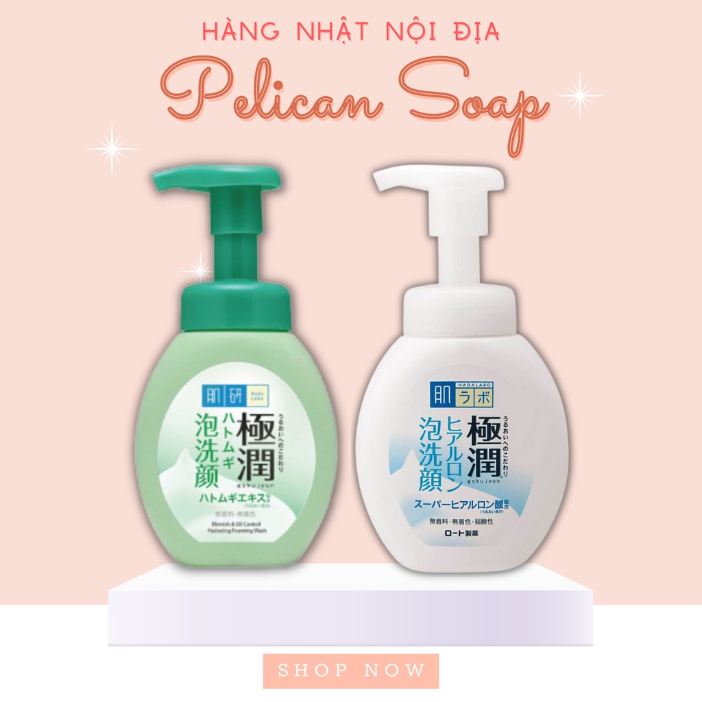 Sữa rửa mặt tạo bọt Hadalabo dành cho da dầu mụn, da khô 160ml pelican