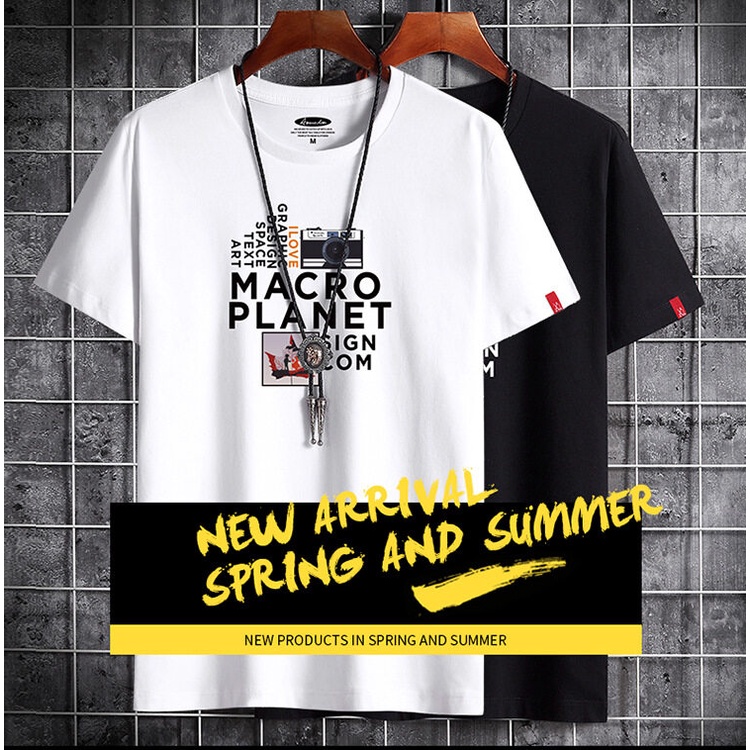 Áo Thun Nam Tay Ngắn Dáng Rộng Bằng cotton Thời Trang Mùa Hè size S-6XL