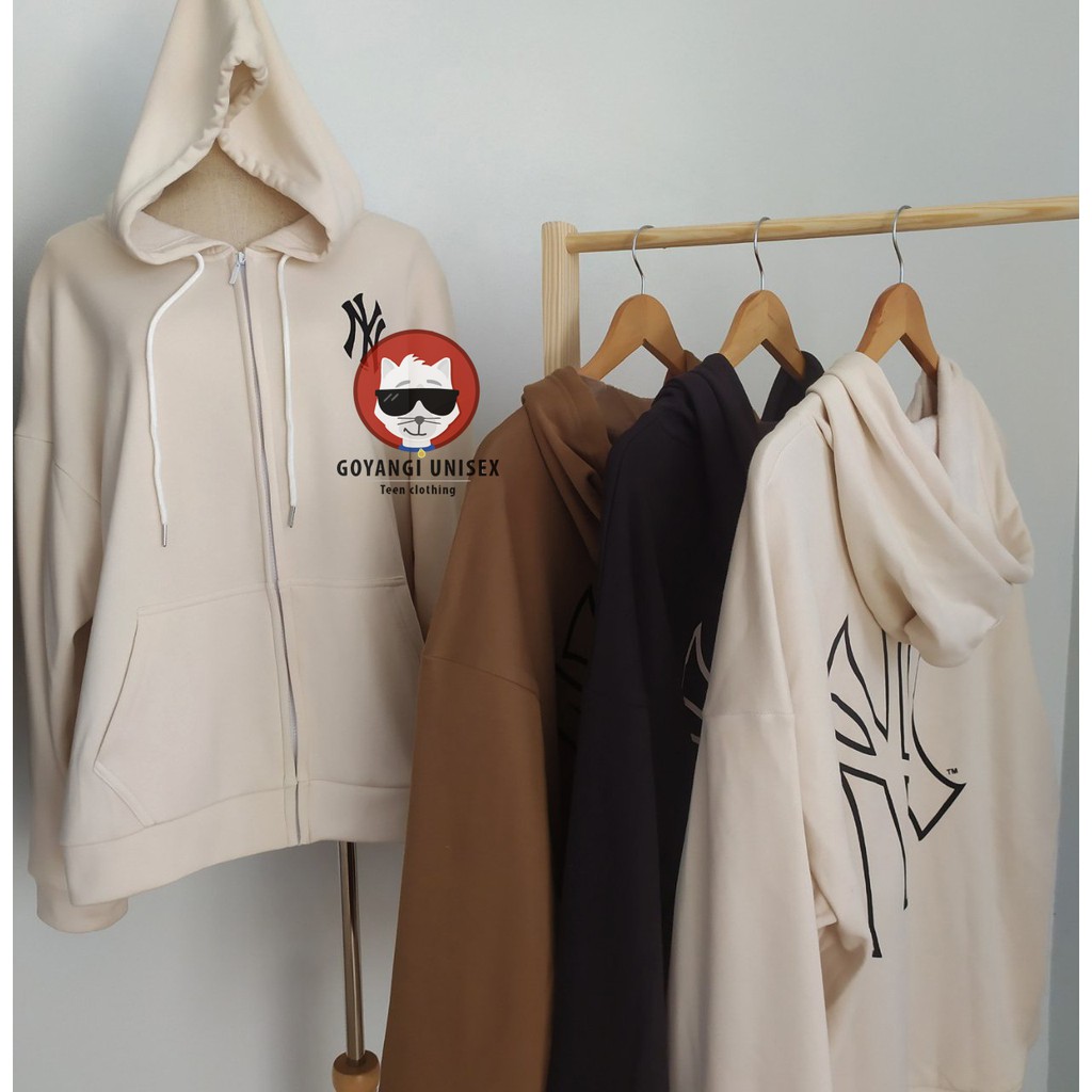Áo hoodie  khóa kéo zip nỉ lót lông unisex nam nữ dáng rộng phong cách hàn quốc