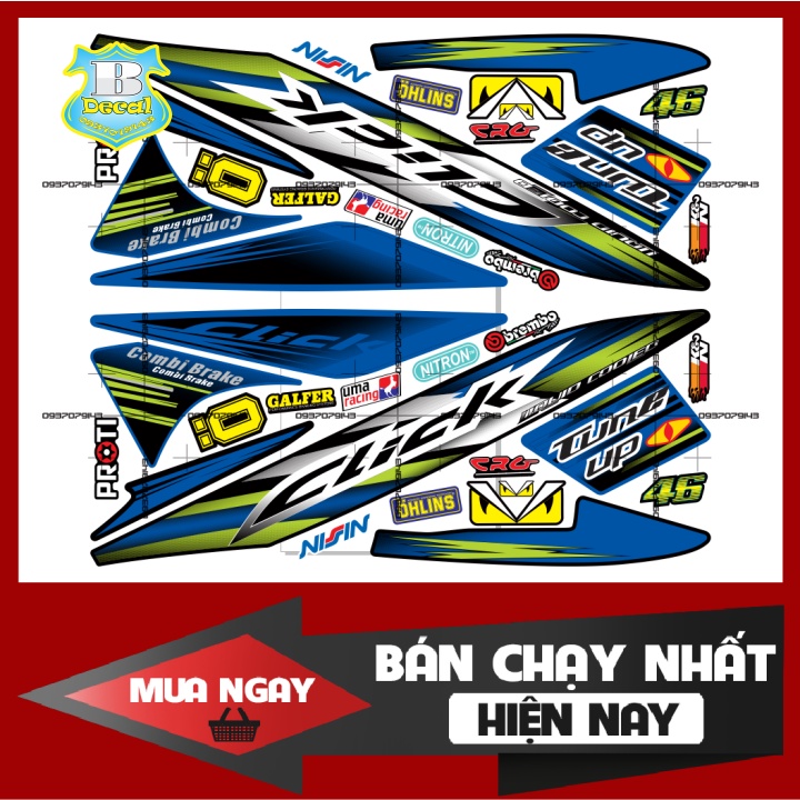 Tem Click 110 Tune Up xanh đen
