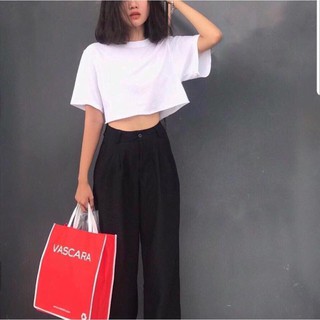 Tuyệt Áo croptop trơn cổ tròn basic cực xinh hàng chọn