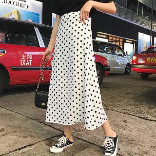 Chân váy chữ A họa tiết chấm bi thời trang Hàn Quốc