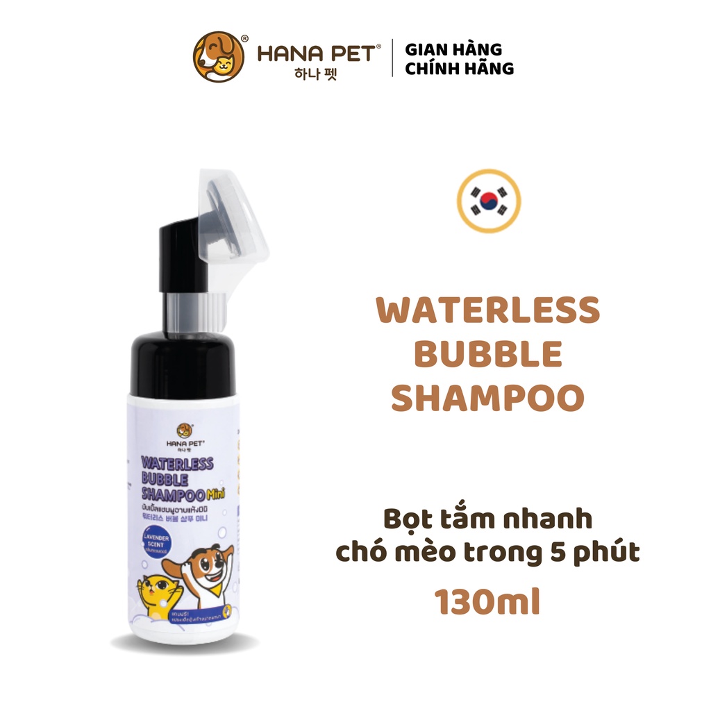 Bọt tắm khô dưỡng lông cho thú cưng Waterless Bubble Shampoo mùi oải hương 130ml - Hana Pet Việt Nam