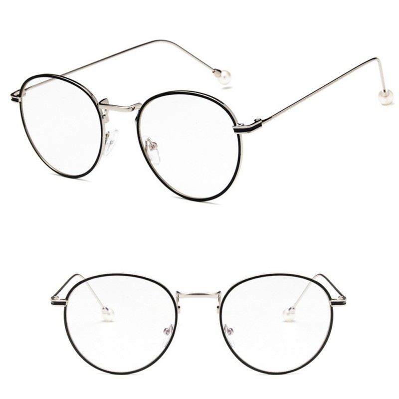 Kính gọng tròn to đính ngọc trai giả xinh xắn | BigBuy360 - bigbuy360.vn