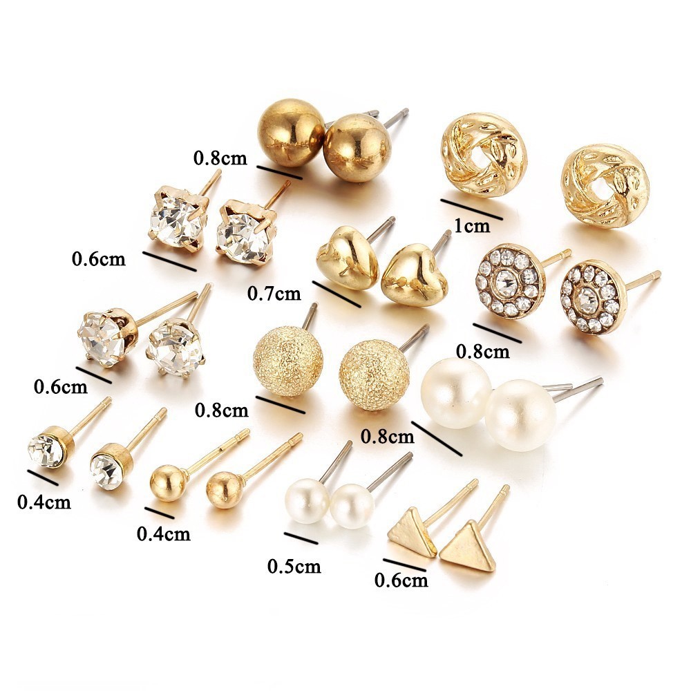 Set Khuyên Tai 12 Đôi Bông Tai Cho Nàng Diện Mỗi Ngày