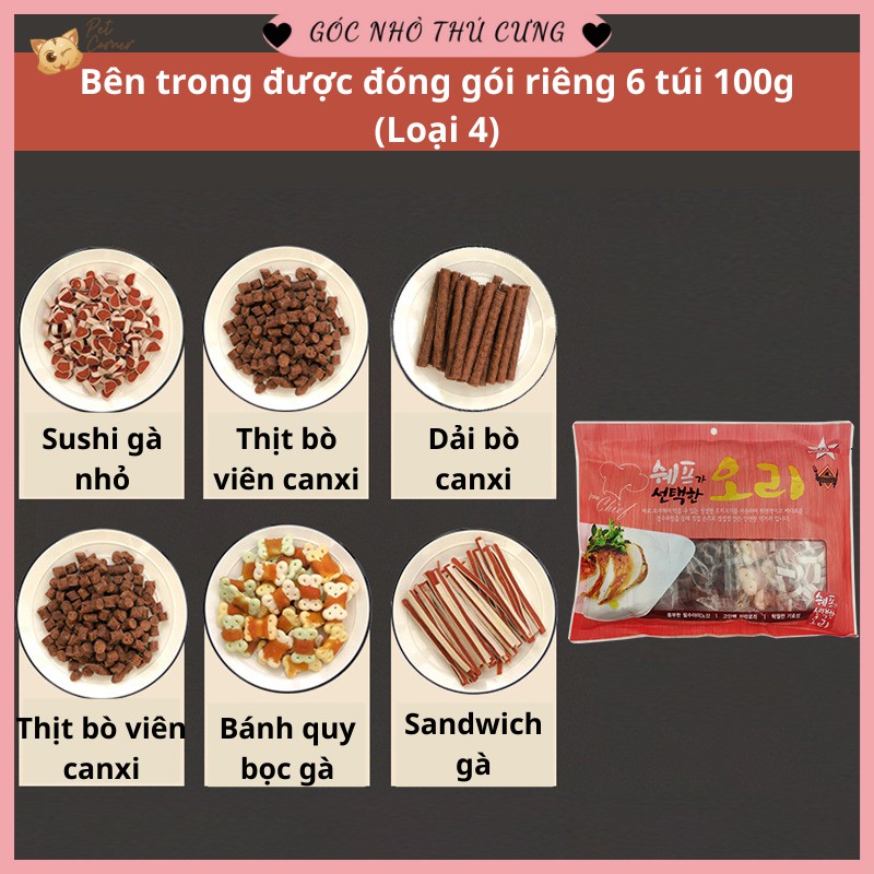 [Combo 6 vị] Bánh thưởng cho thú cưng (Đồ ăn nhẹ cho chó mèo)