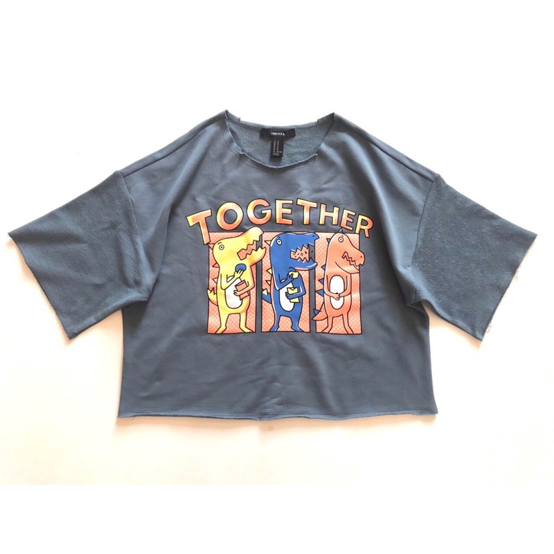 Áo thun cánh dơi form croptop rộng in Khủng Long Together vnxk