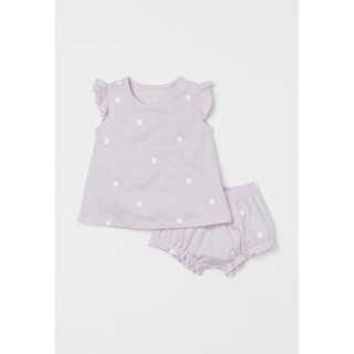Set áo quần tìm hoạ tiết bi trắng bé gái H&M